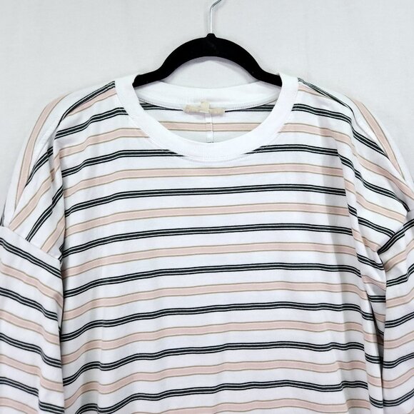 Madewell Easy Crewneck Long-Sleeve Tee Size Medium Stripe Pale Blush - Picture 4 of 12
